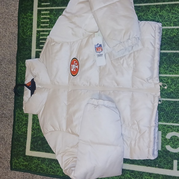 San Fransisco 49ers Womens Crop Top Women's White Puffer Full Zip Jacket Winter - Picture 4 of 4